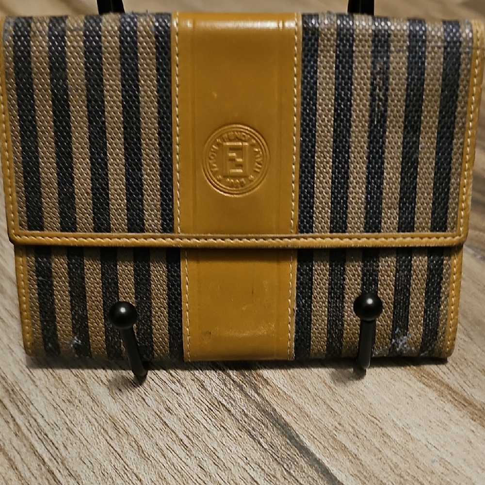 Fendi Striped Wallet with Tan Accents | EUC